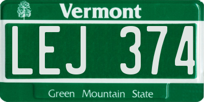 VT license plate LEJ374