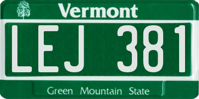 VT license plate LEJ381