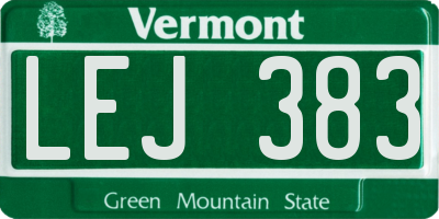 VT license plate LEJ383