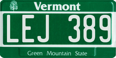 VT license plate LEJ389