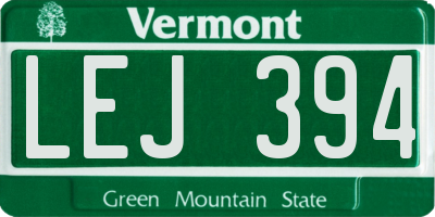 VT license plate LEJ394
