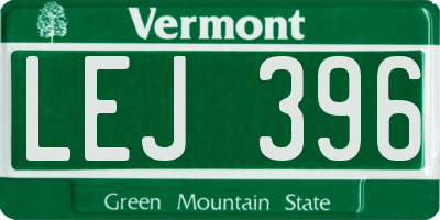 VT license plate LEJ396