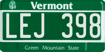 VT license plate LEJ398