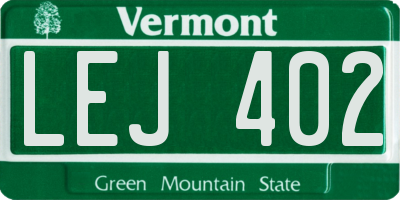 VT license plate LEJ402