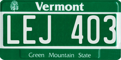 VT license plate LEJ403