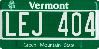 VT license plate LEJ404