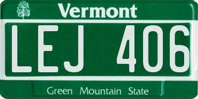 VT license plate LEJ406