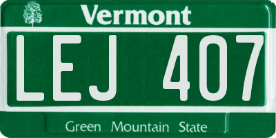 VT license plate LEJ407