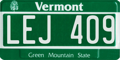 VT license plate LEJ409