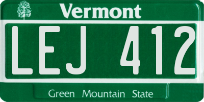 VT license plate LEJ412