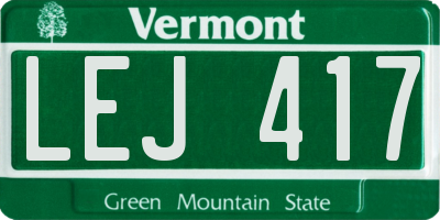 VT license plate LEJ417