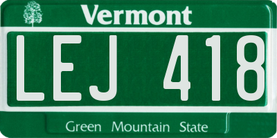VT license plate LEJ418