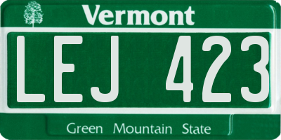 VT license plate LEJ423