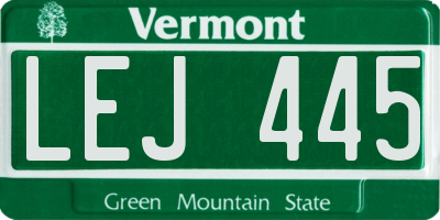 VT license plate LEJ445