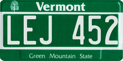 VT license plate LEJ452