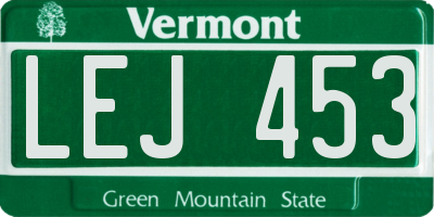 VT license plate LEJ453