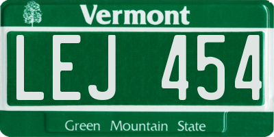 VT license plate LEJ454
