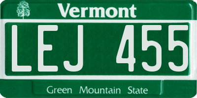 VT license plate LEJ455