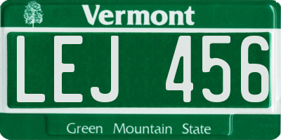 VT license plate LEJ456