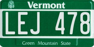VT license plate LEJ478
