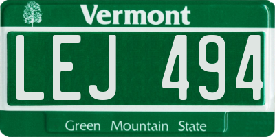 VT license plate LEJ494