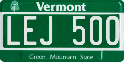 VT license plate LEJ500