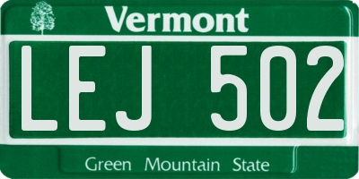 VT license plate LEJ502