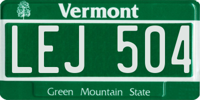 VT license plate LEJ504