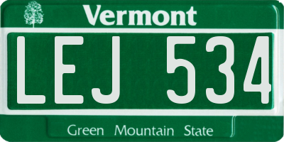 VT license plate LEJ534