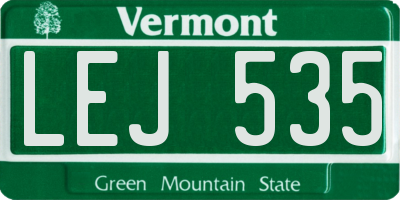 VT license plate LEJ535
