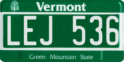 VT license plate LEJ536