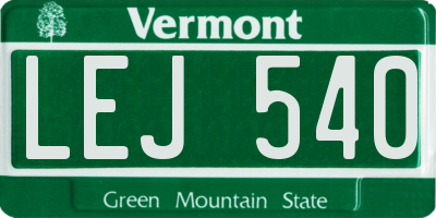 VT license plate LEJ540