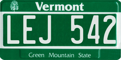 VT license plate LEJ542