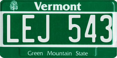 VT license plate LEJ543