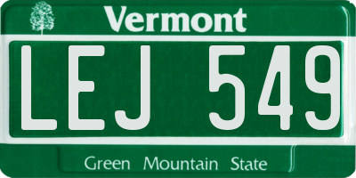 VT license plate LEJ549