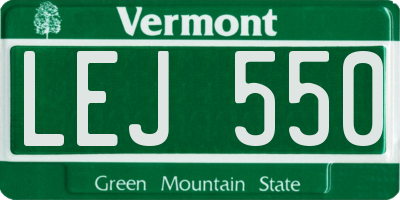 VT license plate LEJ550