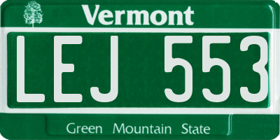 VT license plate LEJ553