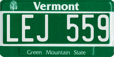 VT license plate LEJ559