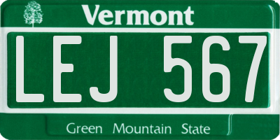 VT license plate LEJ567
