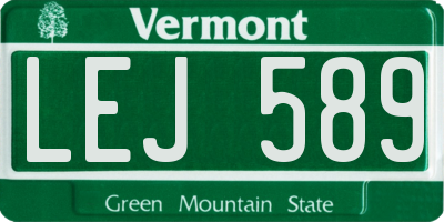 VT license plate LEJ589