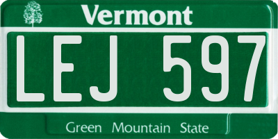 VT license plate LEJ597