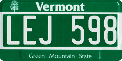 VT license plate LEJ598