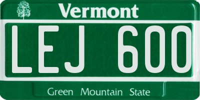 VT license plate LEJ600