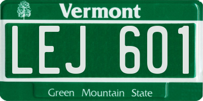 VT license plate LEJ601