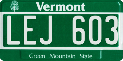 VT license plate LEJ603