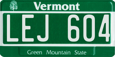 VT license plate LEJ604