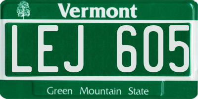 VT license plate LEJ605