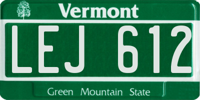 VT license plate LEJ612
