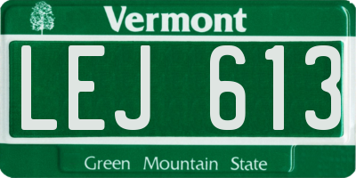 VT license plate LEJ613
