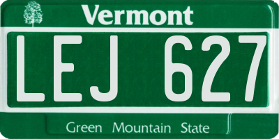 VT license plate LEJ627